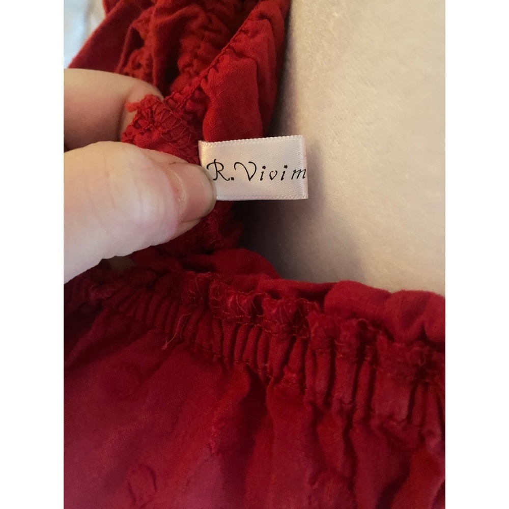 Milkmaid Smocked Puff Sleeve Red Maxi Dress Small Cottage Boho Romantic Prairie - Picture 6 of 8